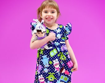 Monster Friends Milk Silk Flutter Dress