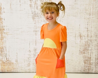 Orange Dog Milk Silk Ruffle Dress