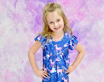 Sparkle Unicorn Milk Silk Flutter Dress