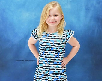 Striped Dolphin Milk Silk Flutter Dress