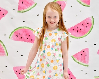 Fruit and Popsicles Milk Silk Flutter Dress