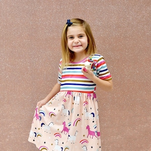 Unicorn At Heart Short Sleeve Milk Silk Dress