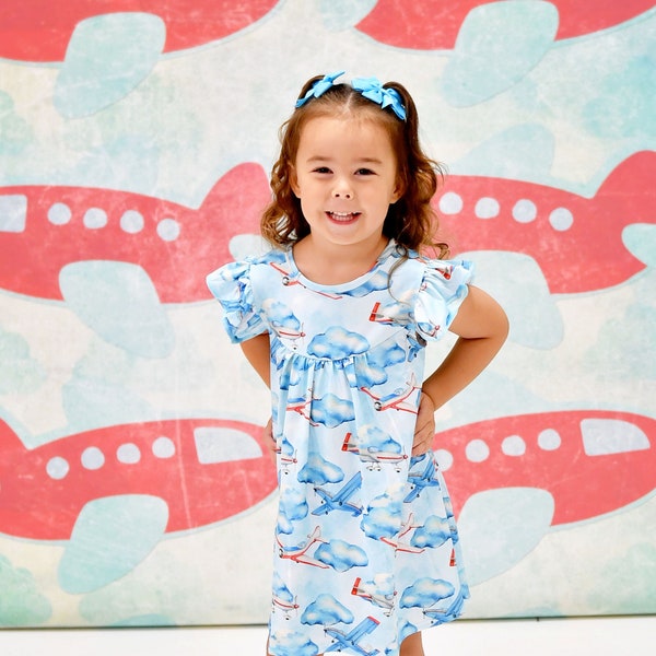 Airplane Milk Silk Flutter Dress