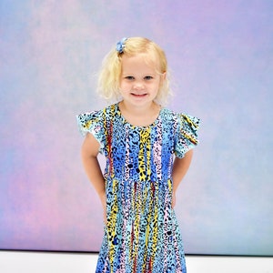 Wild Blue Milk Silk Long Flutter Dress