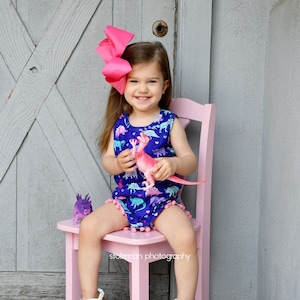 Dinosaur Milk Silk Pom Pom Romper