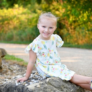 Pineapple Floral Milk Silk Flutter Dress