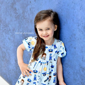 Police Inspired Milk Silk Flutter Dress