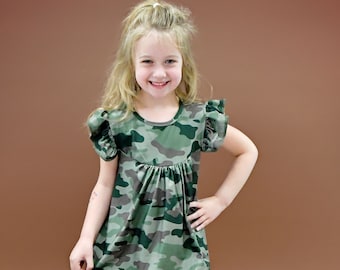 Camo Milk Silk Flutter Dress