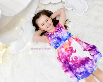 Tye Dye Unicorn Milk Silk Tank Dress