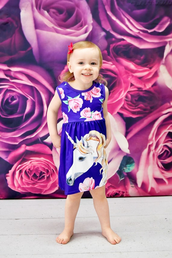 Purple Floral Unicorn Milk Silk Tank Dress Etsy