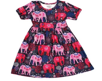 Pink Elephant Short Sleeve Milk Silk Dress