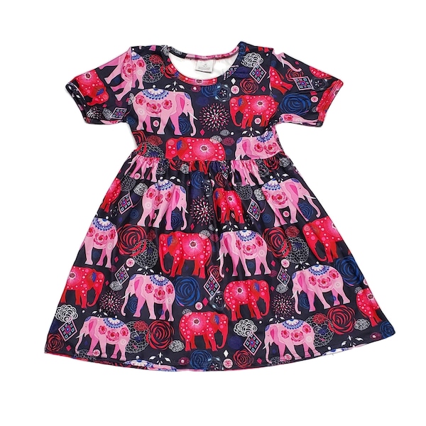 Pink Elephant Short Sleeve Milk Silk Dress