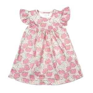 Vestido esvoaçante de seda com biscoito fosco e leite