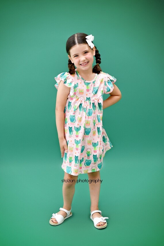 Kitty Cactus Milk Silk Flutter Dress Kitty Cactus Milk Silk Flutter Dress