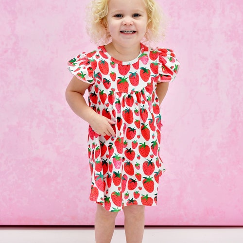 Strawberry Milk Silk Flutter Dress Etsy