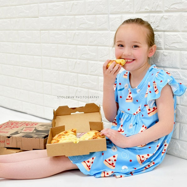 Pizza Milk Silk Flutter Dress