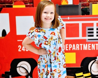 Fireman Inspired Milk Silk Flutter Dress