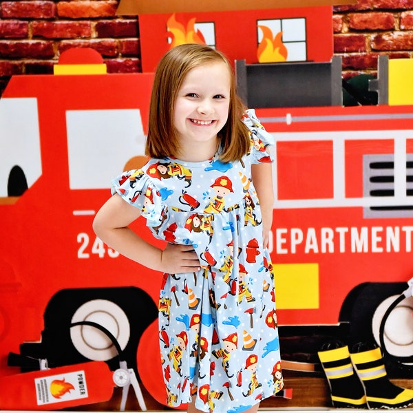 Fireman Inspired Milk Silk Flutter Dress