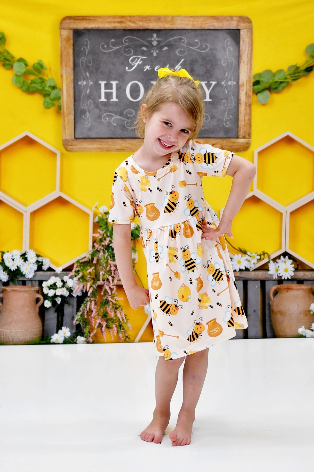 Busy Bee Short Sleeve Milk Silk Dress - Etsy