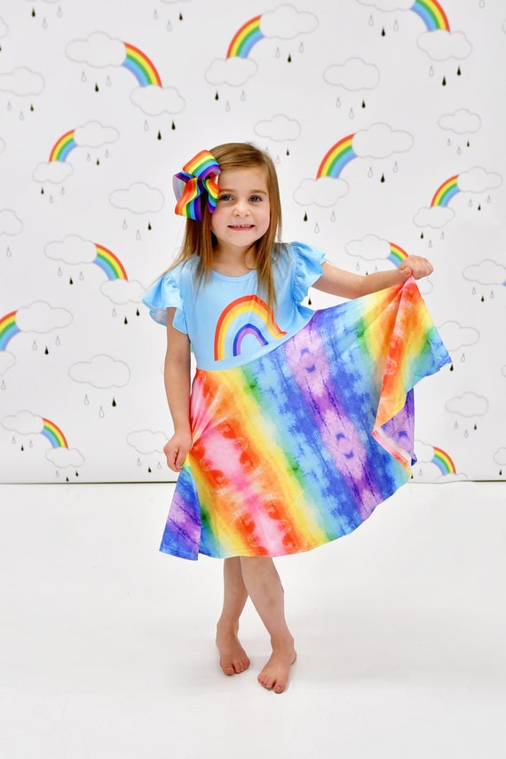 Rainbow Flutter Milk Silk Twirl Jurk Kleding Meisjeskleding Jurken 