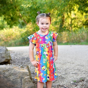 Bright Animals Milk Silk Flutter Dress