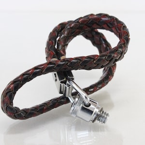 Paillard Bolex Original 8mm Movie Camera Leather Woven Wrist Strap - Black & Red