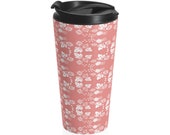 Vintage Pyrex Gooseberry Inspired Stainless Steel Travel Mug Pink Gooseberry Travel Mug Floral Travel Mug Pyrex Inspired Tumbler