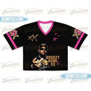Camiseta de fútbol vintage de hip hop de Chris Brown, top corto, camiseta Breezy XX Bowl Tour, camisa de Chris Brown