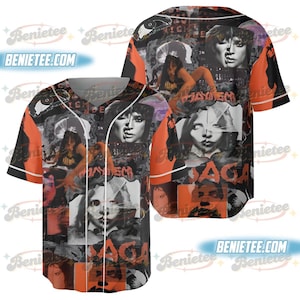 Lady Gaga Mayhem Collage Baseball Jersey, Gothic Rock Style T-Shirt, Grunge Vintage Aesthetic Shirt