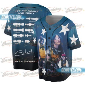 B.E “Hit Me Hard and Soft” Blue Grid Baseball Jersey