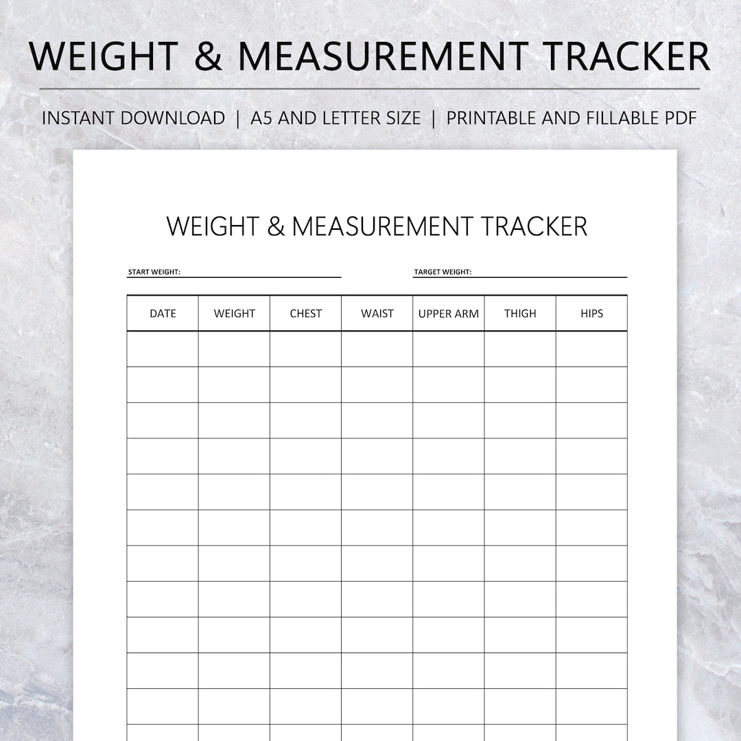 Printable Weight and Measurement Tracker Weight Loss Planner - Etsy