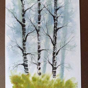 Birch trees Original Watercolor Painting Home decor Wall art