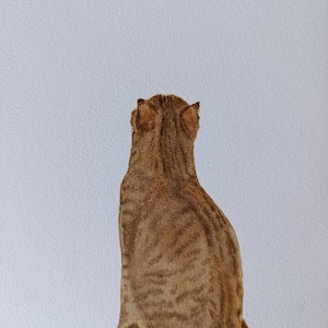 Cat Original Watercolor Painting Cat and Fly watercolor original wall art