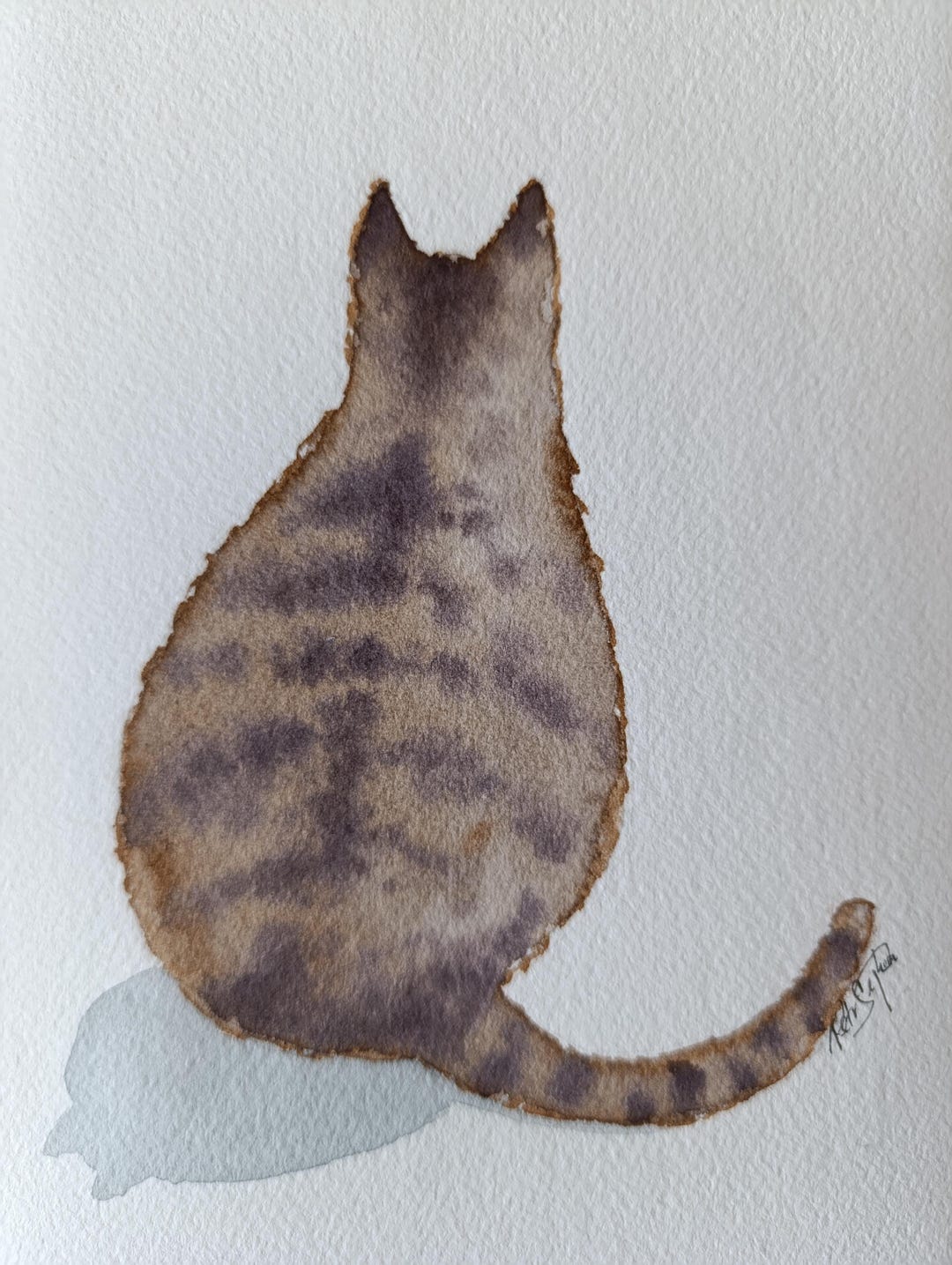 Cat Original Watercolor Painting of Sitting Cat - Etsy