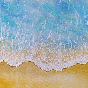 Beach painting Original watercolor painting of beach and waves home decor wall art