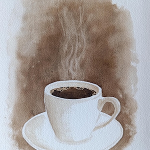 Original watercolor painting of coffee cup gift for coffee person coffee lover wall art home decor