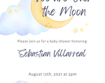 We are over the moon Baby Shower Invitation