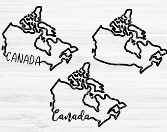 Esquema de Canadá SVG, Vector de Canadá, Diseño cursivo de Canadá, Svg de país, Svg de forma de Canadá, Silueta, Svg de Canadá, Archivo svg de Lindo Canadá.