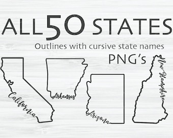 All 50 states outline PNG bundle, United states png, US outlines png, us states png, 50 US states clip art. california png, Washington png.