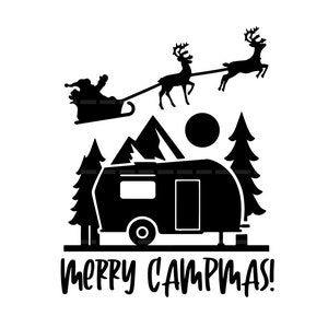 Merry campmas SVG, Christmas Camping svg, Santa svg, reindeer svg, Christmas camper svg, Outdoors svg, Nature svg, Mountains svg, Forest svg