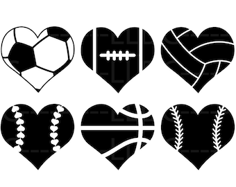 Sport balls bundle svg/png/dxf/jpg, Soccer svg, Baseball svg, volleyball svg, softball svg, football svg, basketball svg, heart balls svg.