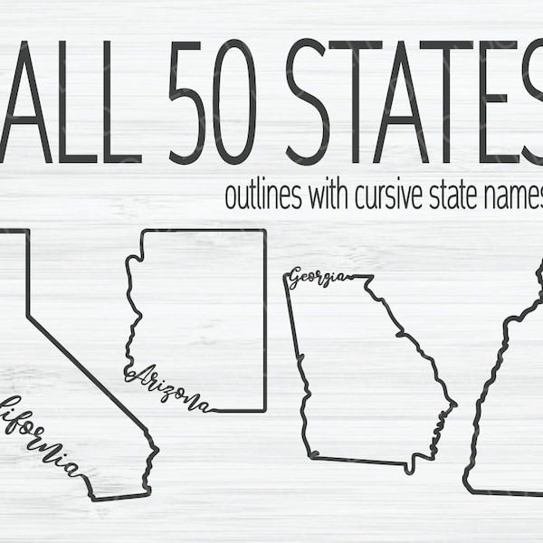 All 50 states outline SVG bundle. United states svg. US outlines svg.  us states svg. 50 US states clip art. california svg. Michigan svg
