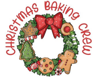 Christmas baking crew png jpg, Christmas wreath png, Christmas cookie png, xmas wreath png, Christmas cookie crew png, Gingerbread man png