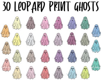 Leopard print ghost bundle png, Cute ghost png, Leopard ghost sublimation, Pretty ghost png, Boo png, Halloween png, cheetah, Fab boo lous