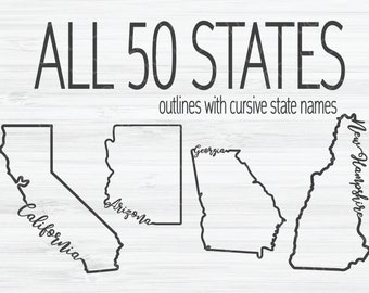 All 50 states outline SVG bundle. United states svg. US outlines svg.  us states svg. 50 US states clip art. california svg. Michigan svg