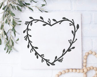 Marco floral SVG, Laurel de corazón svg, Monograma de boda svg, Corona de hoja de corazón svg, Marco botánico, Marco de monograma, Ramas svg, Hojas svg