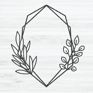 Floral Frame SVG, Wreath SVG file, Leaf Wreath svg, Botanical frame, Olive leaves svg, Monogram frame, Diamond frame svg, floral Wreath svg.