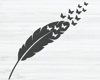 Butterflies out of feather svg, butterfly silhouette svg, animal svg, nature svg, butterfly clipart, butterflies svg, insect svg, whimsical