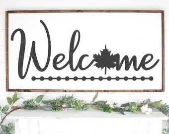 Welcome SVG File | Home sweet home svg | Fall home decor svg | Farmhouse svg | Fall sign svg | Fall leaf svg | Autumn svg | Hello fall svg.