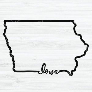 Iowa outline SVG. Iowa Cursive svg. Iowa vector file. Iowa state Digital File. Iowa State svg. Iowa shape. IA silhouette svg. IA svg.